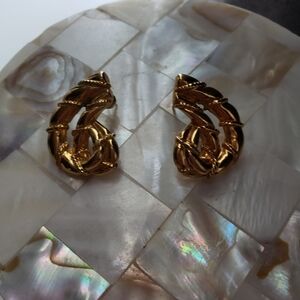 Vintage Anne Klein gold-tone door knocker Earrings.